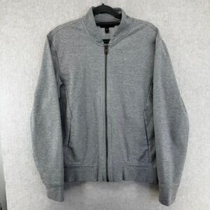 Express Mens Small Gray Herringbone Full Zip Bomber Jacket Textured Knit